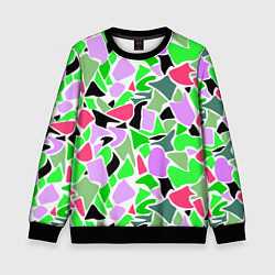 Свитшот детский Abstract pattern green pink spots, цвет: 3D-черный