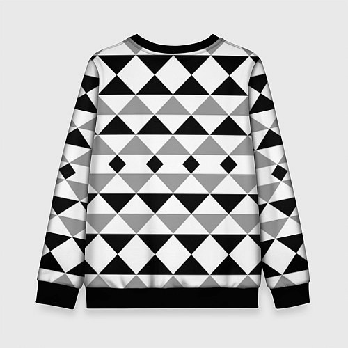 Детский свитшот Черно-белый геометрический узор треугольники / 3D-Черный – фото 2