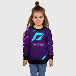 Свитшот детский Символ Need for Speed в неоновых цветах на темном, цвет: 3D-черный — фото 2