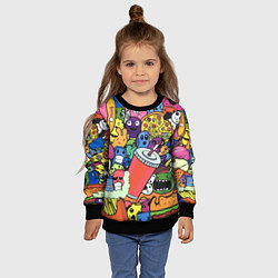 Свитшот детский Fast food pattern Pop art Fashion trend, цвет: 3D-черный — фото 2