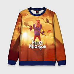 Свитшот детский Hello Neighbor Привет сосед Сосед с лопатой, цвет: 3D-синий