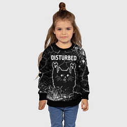 Свитшот детский Группа Disturbed и Рок Кот, цвет: 3D-черный — фото 2