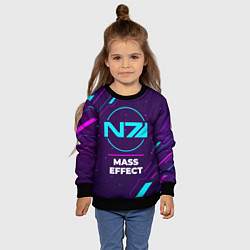Свитшот детский Символ Mass Effect в неоновых цветах на темном фон, цвет: 3D-черный — фото 2