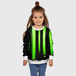 Свитшот детский Абстрактные неоновые колбы с кислотой - Зелёный, цвет: 3D-белый — фото 2