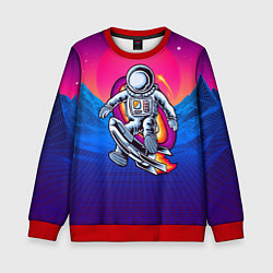 Свитшот детский Космонавт с ракетой, цвет: 3D-красный
