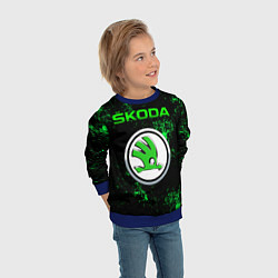 Свитшот детский SKODA - ЗЕЛЕНЫЕ БРЫЗГИ, цвет: 3D-синий — фото 2