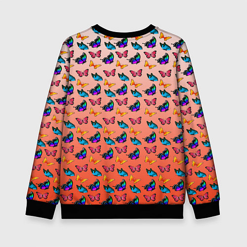 Детский свитшот Яркие и необычные бабочки / 3D-Черный – фото 2