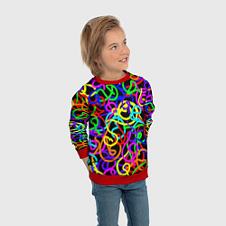 Свитшот детский Неоновый беспорядок, цвет: 3D-красный — фото 2