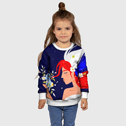 Свитшот детский Русская девушка с триколором на волосах, цвет: 3D-белый — фото 2