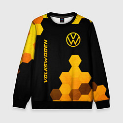 Детский свитшот Volkswagen - gold gradient: символ и надпись верти