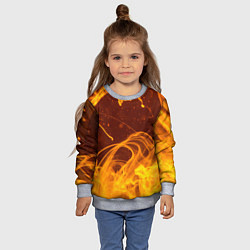 Свитшот детский Абстрактные языки пламени из красок, цвет: 3D-меланж — фото 2