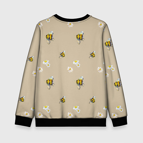 Детский свитшот Цветы Ромашки и Пчёлы / 3D-Черный – фото 2