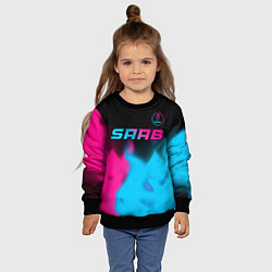 Свитшот детский Saab - neon gradient: символ сверху, цвет: 3D-черный — фото 2