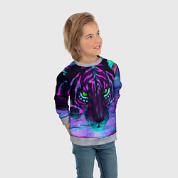 Свитшот детский Светящийся неоновый тигр, цвет: 3D-меланж — фото 2