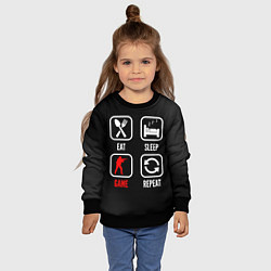 Свитшот детский Eat, sleep, Counter Strike, repeat, цвет: 3D-черный — фото 2