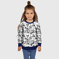 Свитшот детский Черно белый абстрактный модный узор, цвет: 3D-синий — фото 2