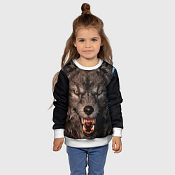 Свитшот детский Морда злого волка, цвет: 3D-белый — фото 2