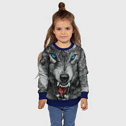 Свитшот детский Агрессивный волк с синими глазами, цвет: 3D-синий — фото 2