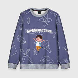 Свитшот детский Первоклассник идет в школу, цвет: 3D-меланж