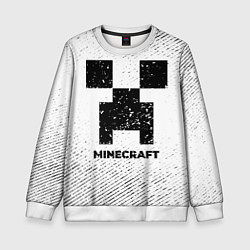 Свитшот детский Minecraft с потертостями на светлом фоне, цвет: 3D-белый