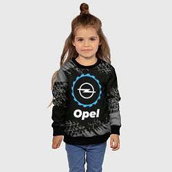 Свитшот детский Opel в стиле Top Gear со следами шин на фоне, цвет: 3D-черный — фото 2