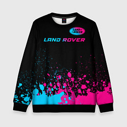 Свитшот детский Land Rover - neon gradient: символ сверху, цвет: 3D-черный