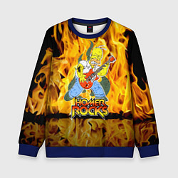 Свитшот детский Гомер Симпсон - соло на гитаре!, цвет: 3D-синий