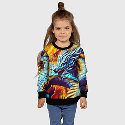 Свитшот детский Японский Дракон В Огне, цвет: 3D-черный — фото 2