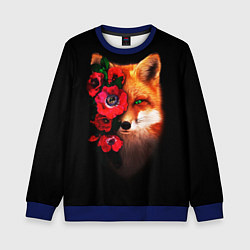 Свитшот детский Лиса и цветы, цвет: 3D-синий