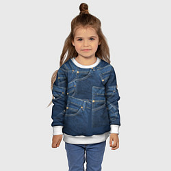 Свитшот детский Джинсовка jeans, цвет: 3D-белый — фото 2