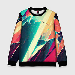 Свитшот детский Разбитый экран, неоновые осколки, цвет: 3D-черный