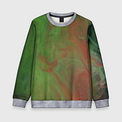 Свитшот детский Зелёные и красные волны красок, цвет: 3D-меланж