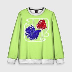 Свитшот детский Яркие экзотические рыбки, цвет: 3D-белый