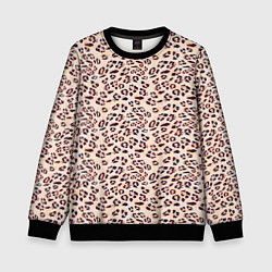 Свитшот детский Коричневый с бежевым леопардовый узор, цвет: 3D-черный