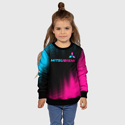 Свитшот детский Mitsubishi - neon gradient: символ сверху, цвет: 3D-черный — фото 2
