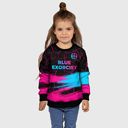 Свитшот детский Blue Exorcist - neon gradient: символ сверху, цвет: 3D-черный — фото 2