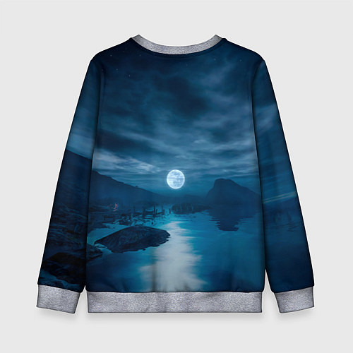 Детский свитшот Пейзаж озера, берега и луны - Dear Esther / 3D-Меланж – фото 2