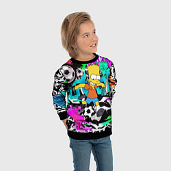 Свитшот детский Барт Симпсон - центр-форвард на фоне граффити, цвет: 3D-черный — фото 2