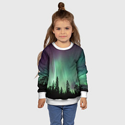 Свитшот детский Сияние над лесом, цвет: 3D-белый — фото 2