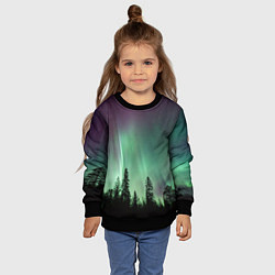 Свитшот детский Сияние над лесом, цвет: 3D-черный — фото 2
