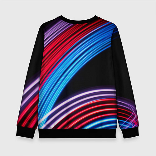 Детский свитшот Красные и голубые абстрактные линии / 3D-Черный – фото 2