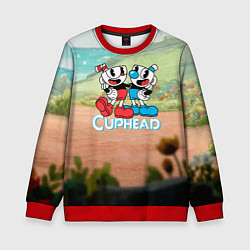 Свитшот детский Cuphead природа, цвет: 3D-красный