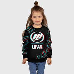Свитшот детский Значок Lifan в стиле glitch на темном фоне, цвет: 3D-черный — фото 2