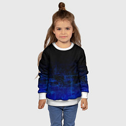 Свитшот детский Однотонный черный и темно синий гранжевый градиент, цвет: 3D-белый — фото 2