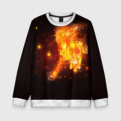 Свитшот детский Огненная лошадь мчит галопом, цвет: 3D-белый