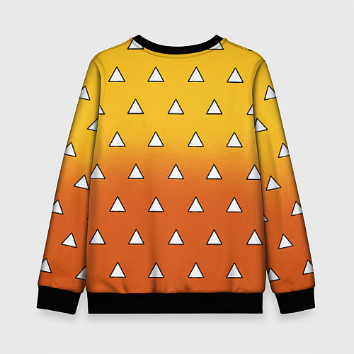 Детский свитшот Оранжевое кимоно с треугольниками - Зеницу клинок / 3D-Черный – фото 2