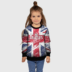 Свитшот детский The Beatles - лого на фоне флага Великобритании, цвет: 3D-черный — фото 2