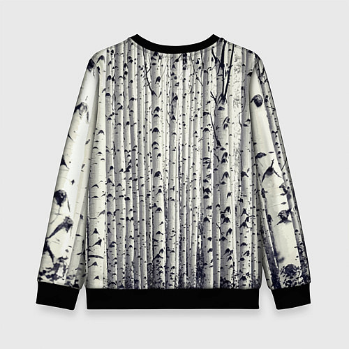 Детский свитшот Русские берёзки - роща / 3D-Черный – фото 2