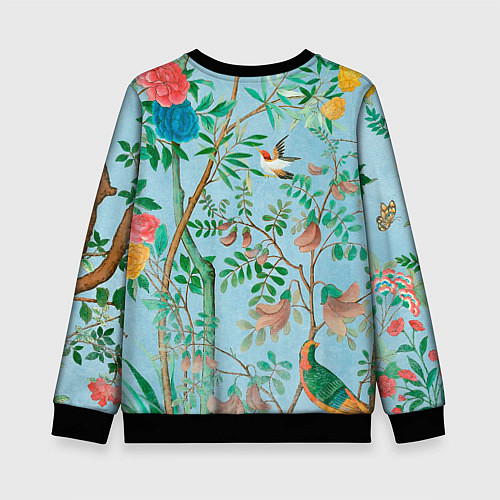 Детский свитшот Райский сад в стиле gucci / 3D-Черный – фото 2
