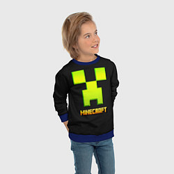 Свитшот детский Minecraft: neon logo, цвет: 3D-синий — фото 2